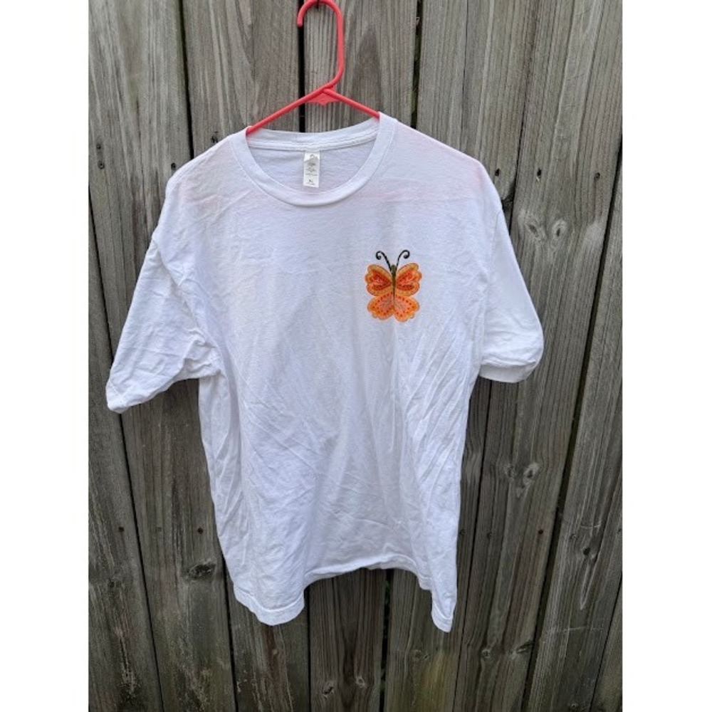 Christian Butterfly Tultex Graphic Tee XL White Fly By Faith Not By Sight